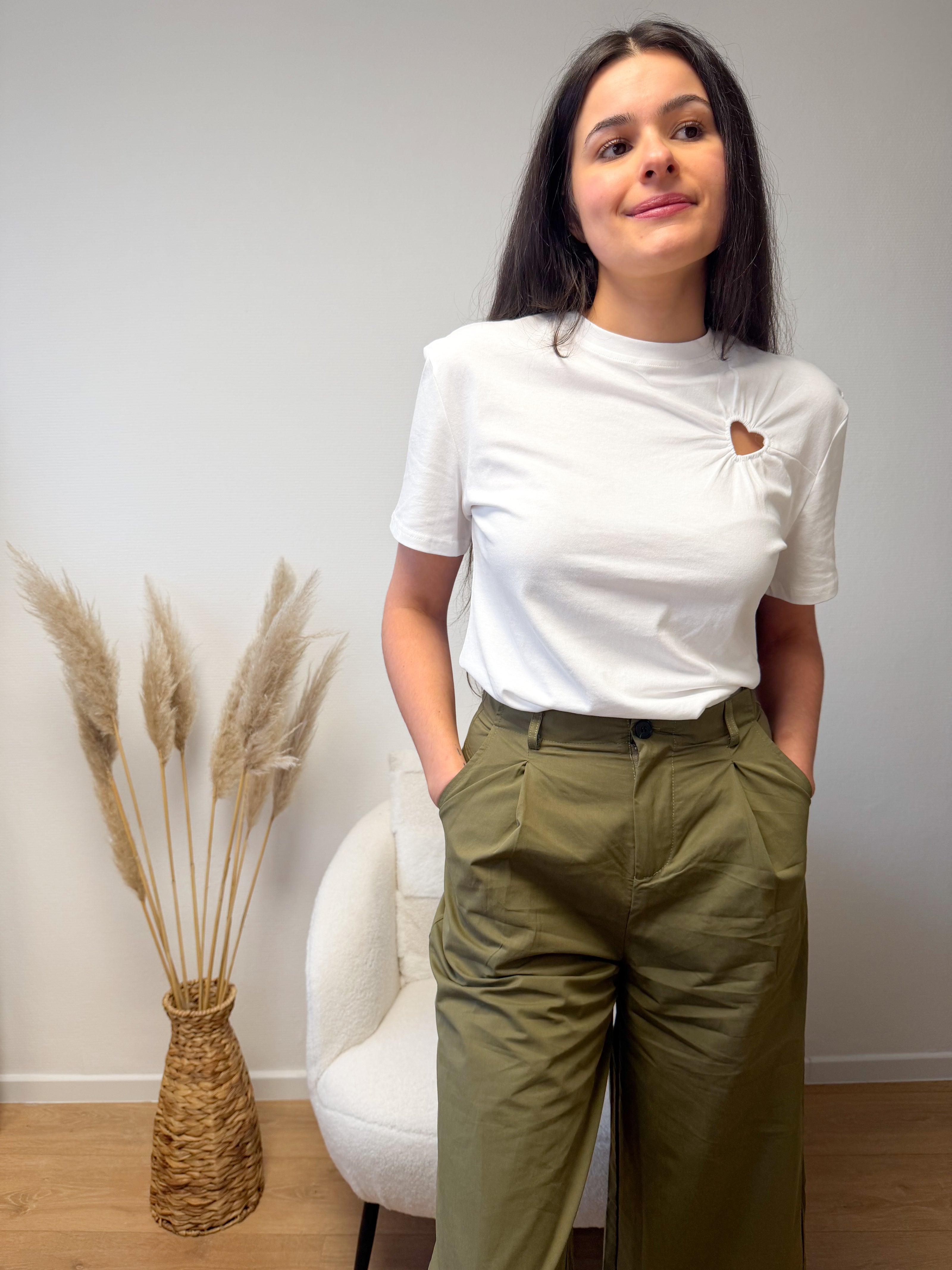 T-shirt blanc HOUSTON détail cœur