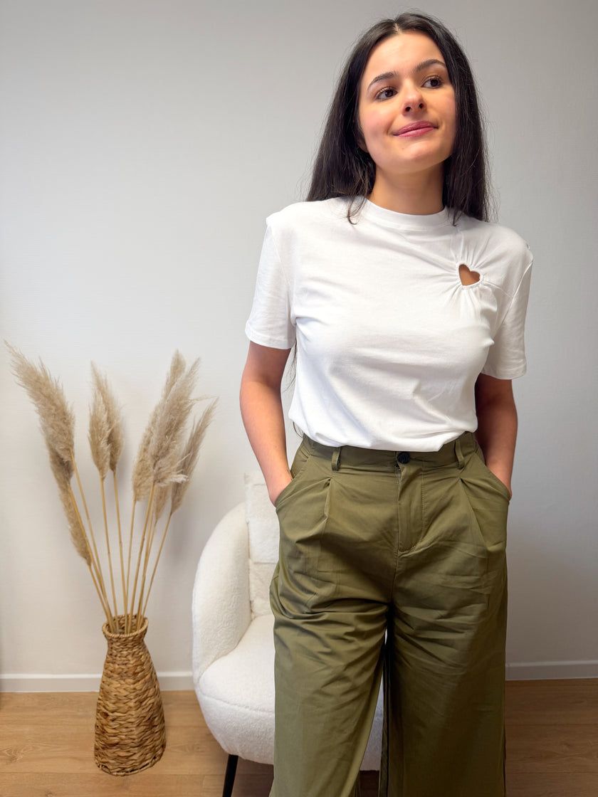 T-shirt blanc HOUSTON détail cœur