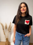T-shirt noir MALIBU avec broderie cœur